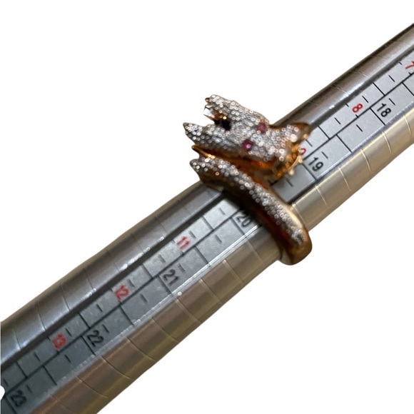 Free People Rhinestone Dragon Ring With Pink Jewel Eyes Rose Gold Color Y2k 10 - Picture 3 of 8